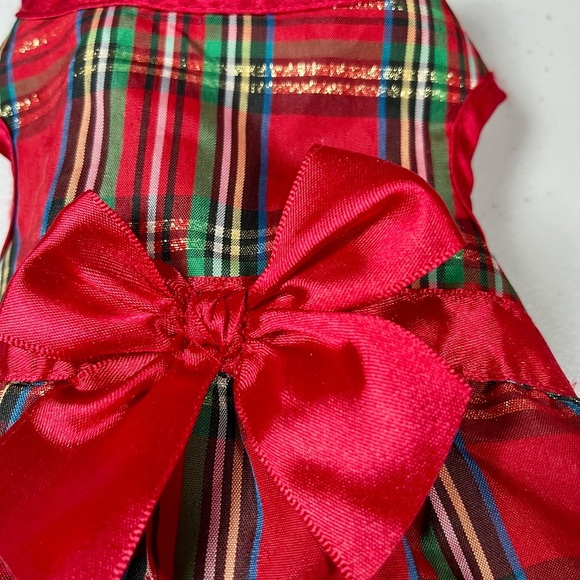 Plaid Pet Dress with Red Bow - Picture 5 of 11